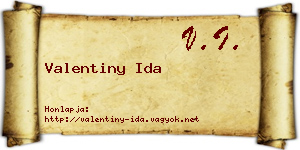 Valentiny Ida névjegykártya